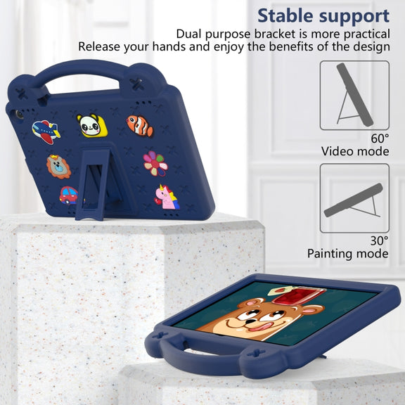 For Amazon Fire HD 10 2021 Handle Kickstand Children EVA Shockproof PC Tablet Case(Navy Blue)