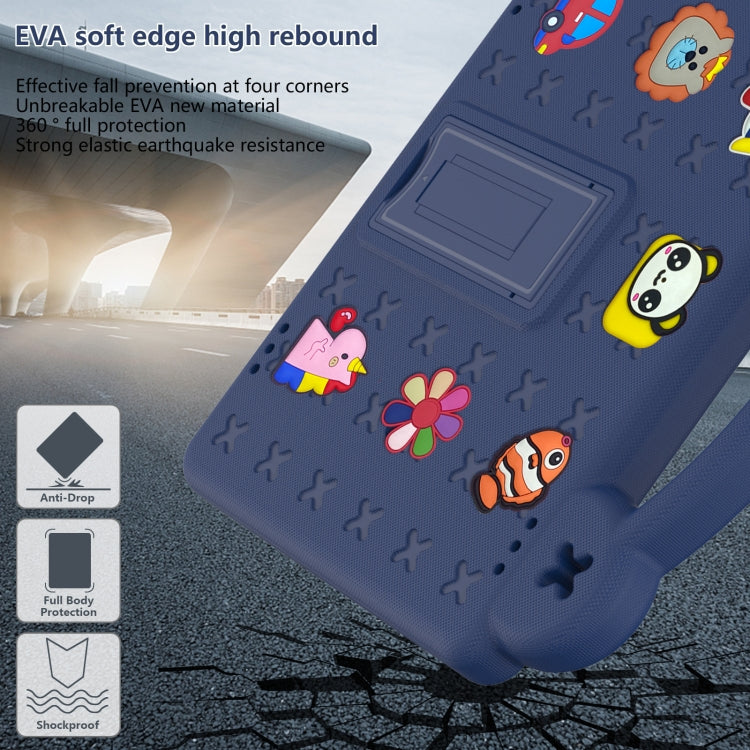 For Amazon Fire HD 10 2021 Handle Kickstand Children EVA Shockproof PC Tablet Case(Navy Blue)