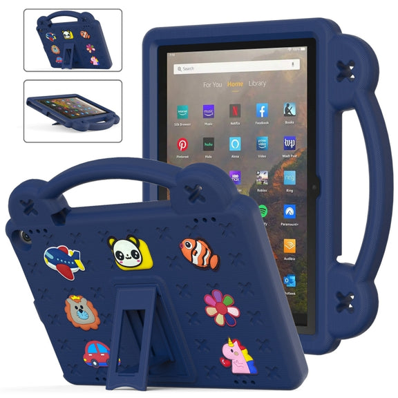 For Amazon Fire HD 10 2021 Handle Kickstand Children EVA Shockproof PC Tablet Case(Navy Blue)
