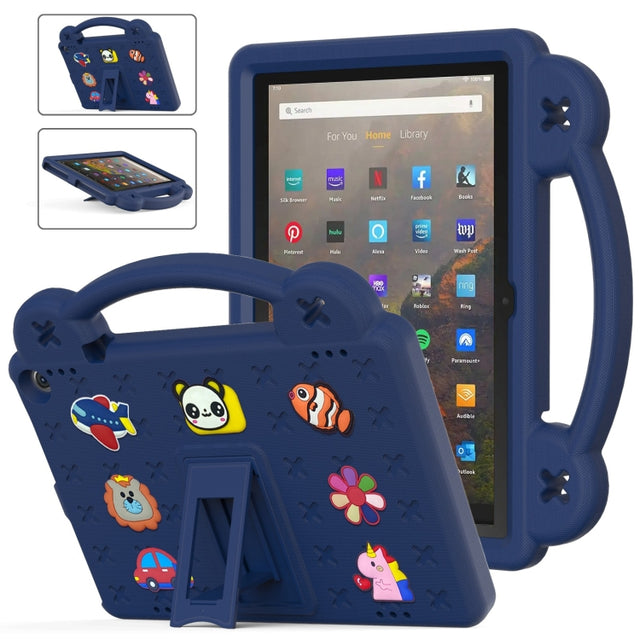 For Amazon Fire HD 10 2021 Handle Kickstand Children EVA Shockproof PC Tablet Case(Navy Blue)