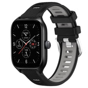 For Amazfit GTR Mini 20mm Cross Texture Two Color Silicone Steel Buckle Watch Band(Black+Grey)