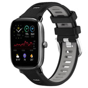 For Amazfit GTS 4 20mm Cross Texture Two Color Silicone Steel Buckle Watch Band(Black+Grey)