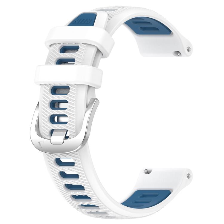 For Amazfit GTS 3 20mm Cross Texture Two Color Silicone Steel Buckle Watch Band(White+Blue)