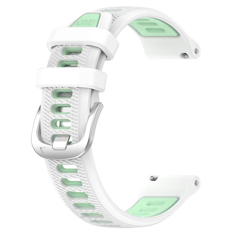 For Amazfit GTS 3 20mm Cross Texture Two Color Silicone Steel Buckle Watch Band(White+Teal)