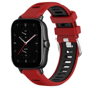 For Amazfit GTS 3 20mm Cross Texture Two Color Silicone Steel Buckle Watch Band(Red+Black)
