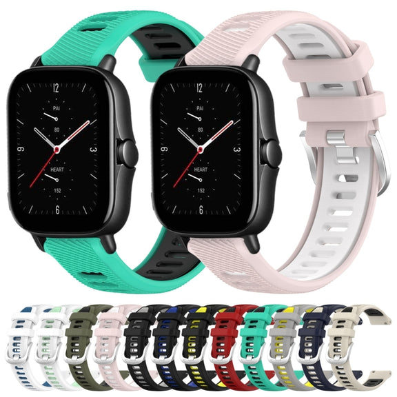 For Amazfit GTS 3 20mm Cross Texture Two Color Silicone Steel Buckle Watch Band(Black+Grey)