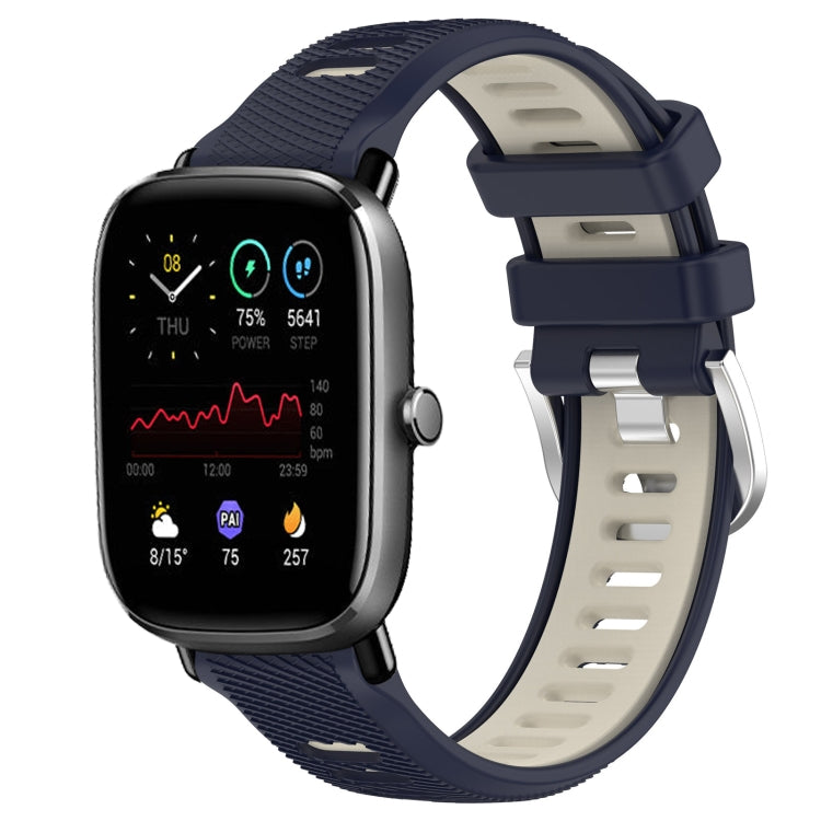 For Amazfit GTS 2E 20mm Cross Texture Two Color Silicone Steel Buckle Watch Band(Midnight Blue + Starlight)