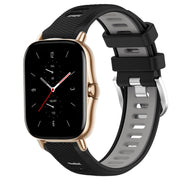 For Amazfit GTS 2 Mini 20mm Cross Texture Two Color Silicone Steel Buckle Watch Band(Black+Grey)