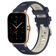 For Amazfit GTS 2 Mini 20mm Cross Texture Two Color Silicone Steel Buckle Watch Band(Midnight Blue + Starlight)