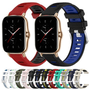 For Amazfit GTS 2 Mini 20mm Cross Texture Two Color Silicone Steel Buckle Watch Band(Black+Grey)