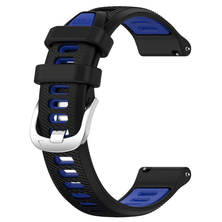 For Amazfit GTS 2 20mm Cross Texture Two Color Silicone Steel Buckle Watch Band(Black+Blue)