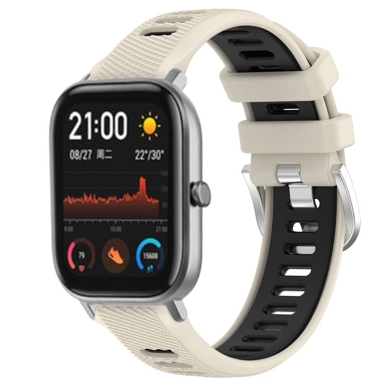 For Amazfit GTS 2 20mm Cross Texture Two Color Silicone Steel Buckle Watch Band(Starlight+Black)