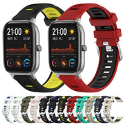 For Amazfit GTS 2 20mm Cross Texture Two Color Silicone Steel Buckle Watch Band(Red+Black)