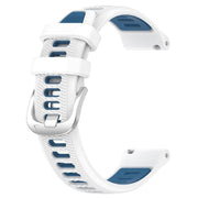 For Amazfit GTR 42MM 20mm Cross Texture Two Color Silicone Steel Buckle Watch Band(White+Blue)