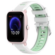 For Amazfit GTR 42MM 20mm Cross Texture Two Color Silicone Steel Buckle Watch Band(White+Teal)