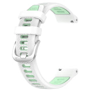For Amazfit Pop Pro 20mm Cross Texture Two Color Silicone Steel Buckle Watch Band(White+Teal)
