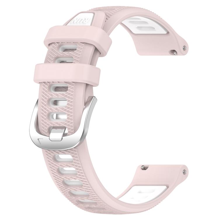 For Amazfit Pop Pro 20mm Cross Texture Two Color Silicone Steel Buckle Watch Band(Pink+White)