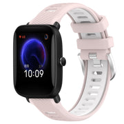 For Amazfit Pop Pro 20mm Cross Texture Two Color Silicone Steel Buckle Watch Band(Pink+White)