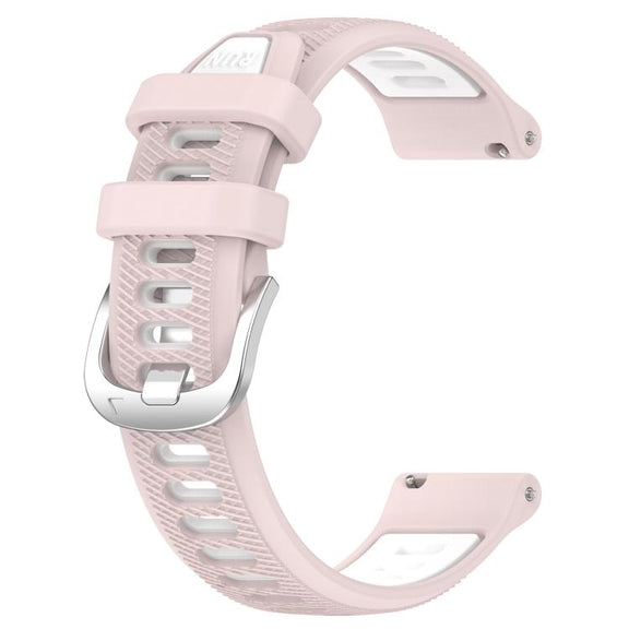 For Amazfit Pop Pro 20mm Cross Texture Two Color Silicone Steel Buckle Watch Band(Pink+White)