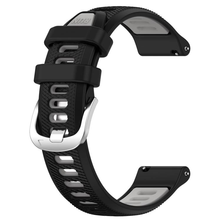 For Amazfit Pop Pro 20mm Cross Texture Two Color Silicone Steel Buckle Watch Band(Black+Grey)