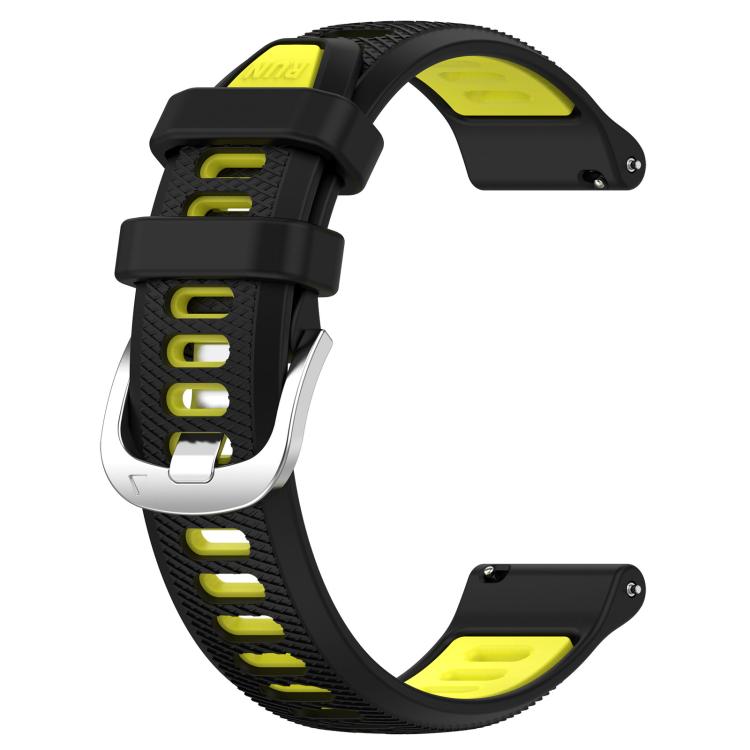 For Amazfit Pop Pro 20mm Cross Texture Two Color Silicone Steel Buckle Watch Band(Black+Lime Green)