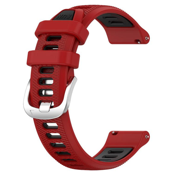 For Amazfit Pop Pro 20mm Cross Texture Two Color Silicone Steel Buckle Watch Band(Red+Black)