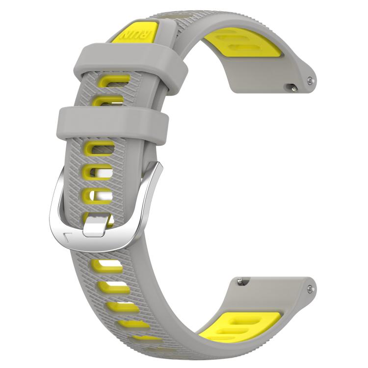 For Amazfit Pop Pro 20mm Cross Texture Two Color Silicone Steel Buckle Watch Band(Grey+Yellow)