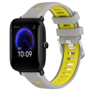For Amazfit Pop Pro 20mm Cross Texture Two Color Silicone Steel Buckle Watch Band(Grey+Yellow)