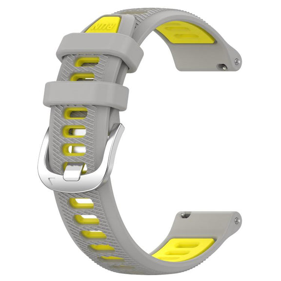 For Amazfit Pop Pro 20mm Cross Texture Two Color Silicone Steel Buckle Watch Band(Grey+Yellow)