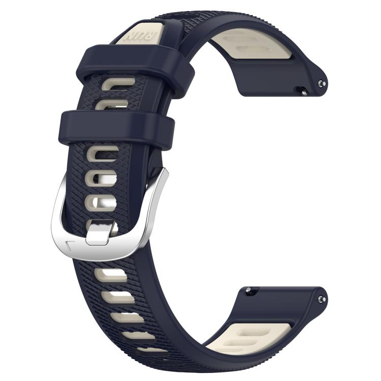 For Amazfit Pop Pro 20mm Cross Texture Two Color Silicone Steel Buckle Watch Band(Midnight Blue + Starlight)