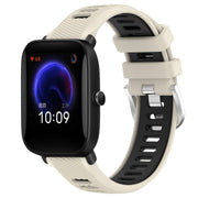 For Amazfit Pop Pro 20mm Cross Texture Two Color Silicone Steel Buckle Watch Band(Starlight+Black)