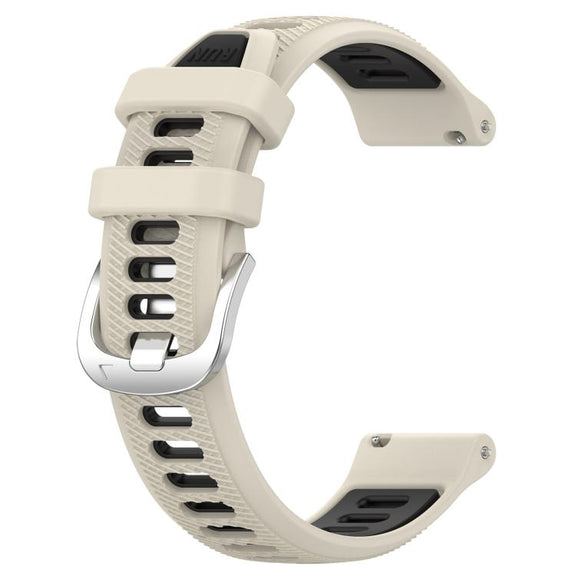 For Amazfit Pop Pro 20mm Cross Texture Two Color Silicone Steel Buckle Watch Band(Starlight+Black)