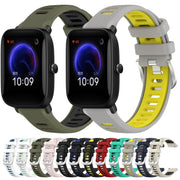 For Amazfit Pop Pro 20mm Cross Texture Two Color Silicone Steel Buckle Watch Band(Red+Black)