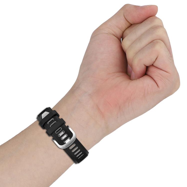 For Amazfit Pop Pro 20mm Cross Texture Two Color Silicone Steel Buckle Watch Band(Starlight+Black)