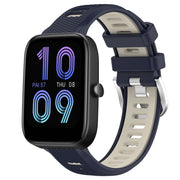 For Amazfit Pop 20mm Cross Texture Two Color Silicone Steel Buckle Watch Band(Midnight Blue + Starlight)