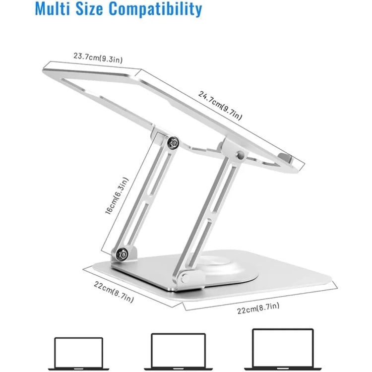 D147 Foldable 360 Degree Rotating Laptop Lifting Bracket Aluminum Alloy Notebook Desktop Stand(Silver)