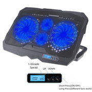 S18 Aluminum Four Fans Gaming Laptop Cooling Pad Foldable Holder with Wind Speed Display(Red)