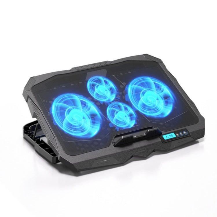 S18 Aluminum Four Fans Gaming Laptop Cooling Pad Foldable Holder with Wind Speed Display(Blue)