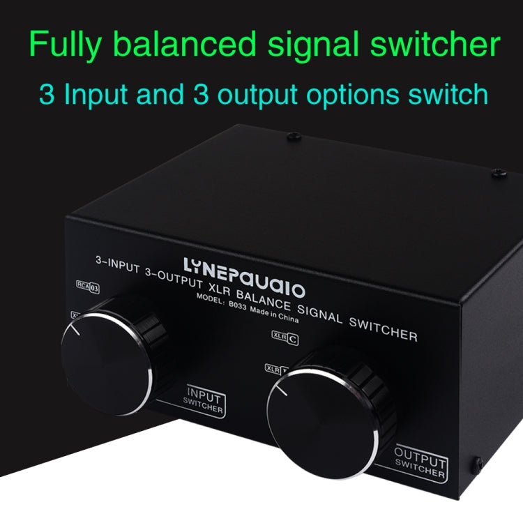 B033 3 Input To 3 Output Fully Balanced XLR Signal Passive Stereo Selector Switch Switcher