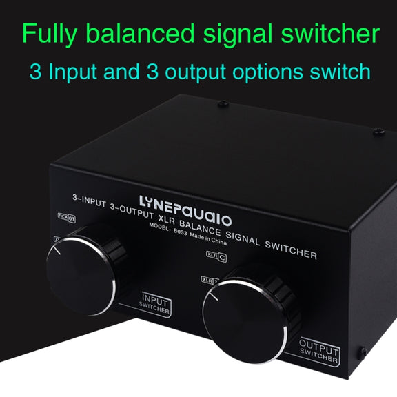 B033 3 Input To 3 Output Fully Balanced XLR Signal Passive Stereo Selector Switch Switcher