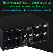 B033 3 Input To 3 Output Fully Balanced XLR Signal Passive Stereo Selector Switch Switcher