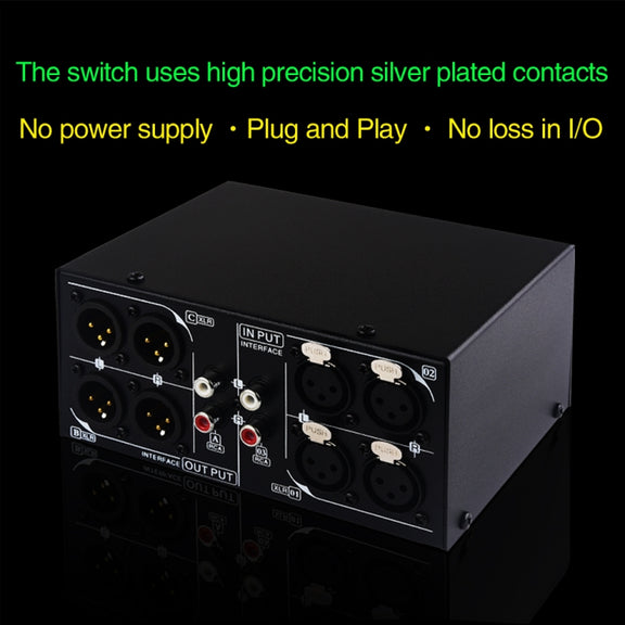 B033 3 Input To 3 Output Fully Balanced XLR Signal Passive Stereo Selector Switch Switcher