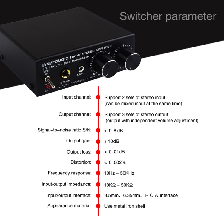 B022 Pre-Stereo Signal Amplifier Volume Booster Headphones Active Speaker Preamp Audio Amplifier