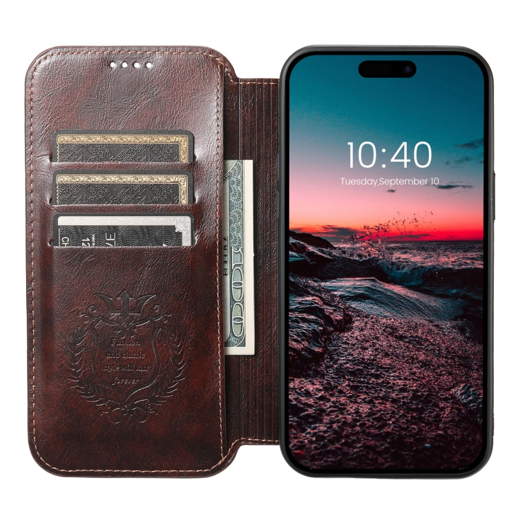 For iPhone 14 Suteni J05 Leather Magnetic Magsafe Phone Case(Brown)