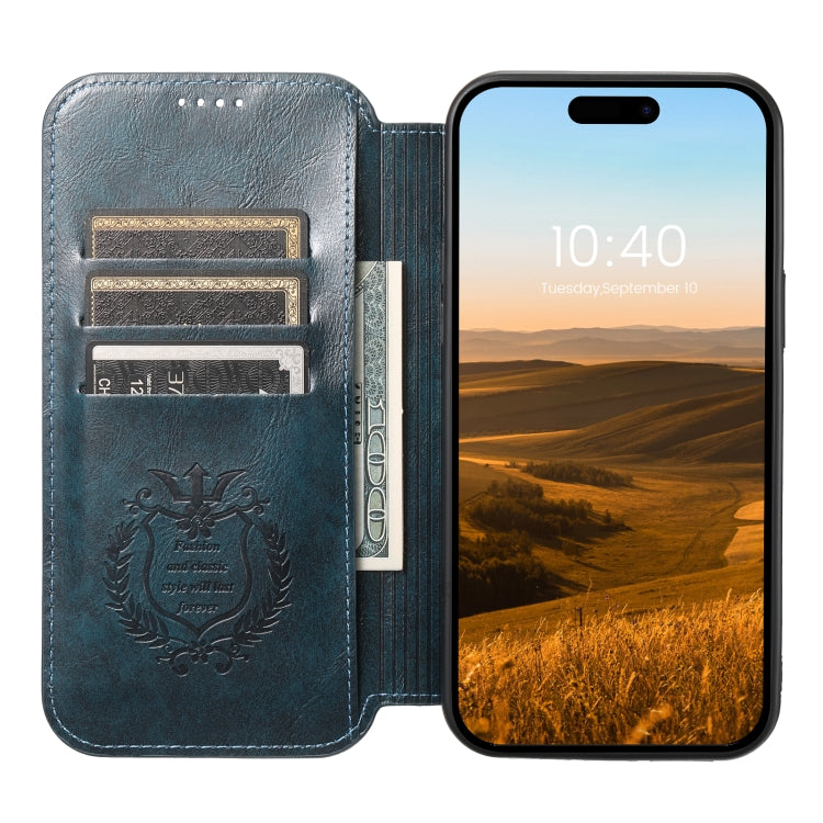 For iPhone 14 Plus Suteni J05 Leather Magnetic Magsafe Phone Case(Blue)