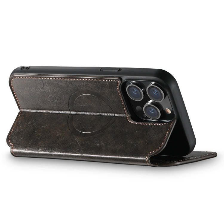 For iPhone 14 Pro Max Suteni J05 Leather Magnetic Magsafe Phone Case(Black)