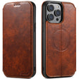 For iPhone 14 Pro Max Suteni J05 Leather Magnetic Magsafe Phone Case(Khaki) - iPhone 14 Pro Max Cases by Suteni | Online Shopping South Africa | PMC TechLife | Buy Now Pay Later Mobicred