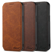 For iPhone 12 Pro Max Suteni J06 Retro Matte Litchi Texture Leather Magnetic Magsafe Phone Case(Khaki)