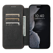 For iPhone 14 Pro Max Suteni J06 Retro Matte Litchi Texture Leather Magnetic Magsafe Phone Case(Black)