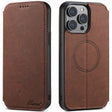 For iPhone 14 Pro Max Suteni J06 Retro Matte Litchi Texture Leather Magnetic Magsafe Phone Case(Brown) - free shipping - PMC TechLife - Order now!